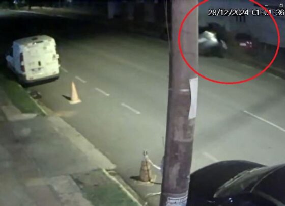 Câmera de segurança registrou acidente com morte na 13 de Maio (Foto: WhatsApp)