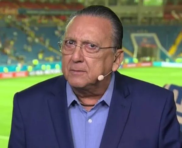 Galvão Bueno em uma de suas narrações na Globo - Metrópoles