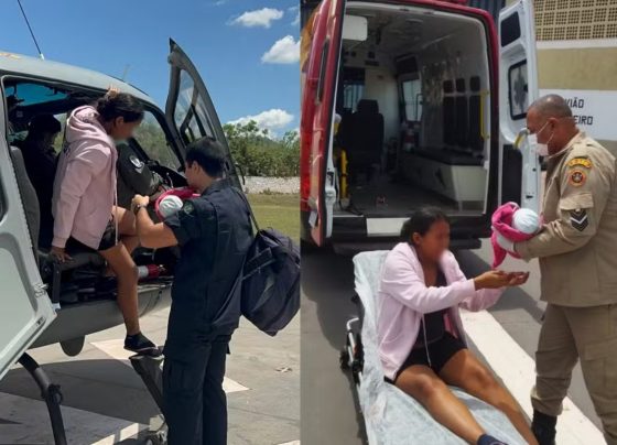 Mulher e filha resgatadas por Corpo de Bombeiros e Marinha após parto no Pantanal (Foto: Corpo de Bombeiros)