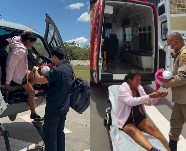 Mulher e filha resgatadas por Corpo de Bombeiros e Marinha após parto no Pantanal (Foto: Corpo de Bombeiros)