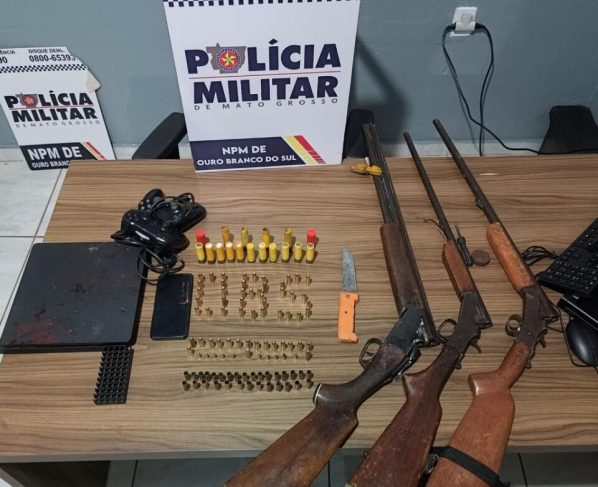 Polícia Militar apreende três espingardas e 93 munições em distrito de Itiquira
