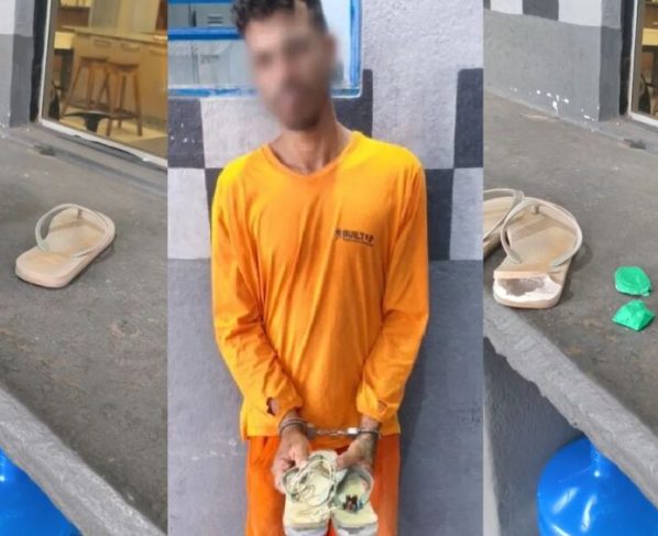 Veja vídeo! Preso tenta levar droga escondida em chinelo para presídio de Cuiabá e é pego em flagrante